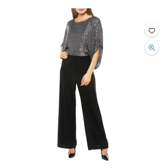 NWT Marina Boat Neck Dolman Sleeve Sequined Jumpsuit Size 4 - Picture 1 of 6